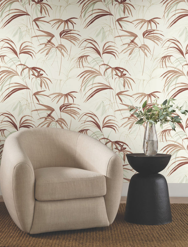 Inky Palms Clay Wallpaper with Tropical Botanical Motif - York NT6124