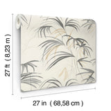 Inky Warm Neutral Palms Wallpaper with Tropical Botanical Palm Sketch - York NT6125