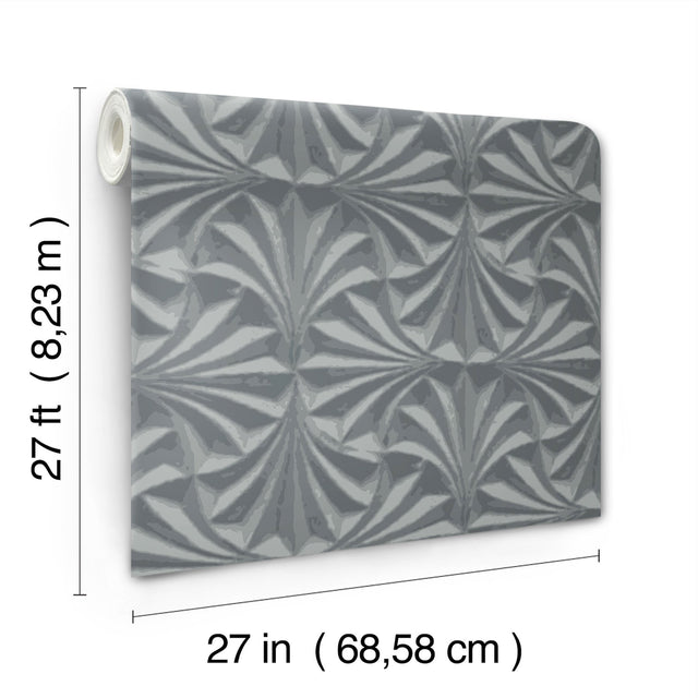 Sculpted Charcoal Fans Wallpaper with Organic Textured Cork Non Woven - York NT6127