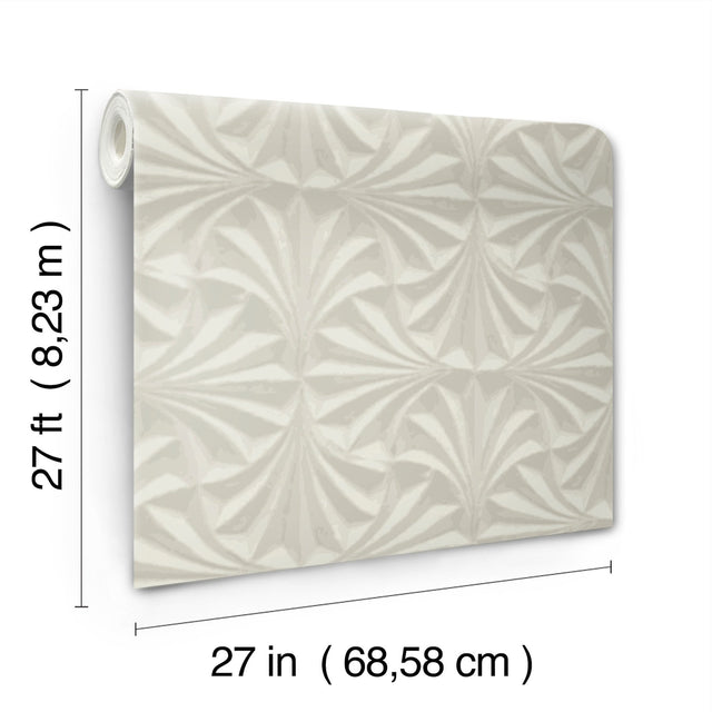 Sculpted Taupe Fans Wallpaper with Organic Cork Texture - York NT6128
