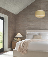 Sculpted Taupe Fans Wallpaper with Organic Cork Texture - York NT6128
