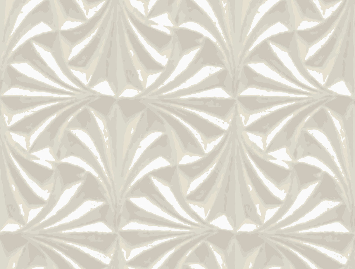 Sculpted Ivory Fans Wallpaper with Raised Cork Abstract Fan Motif - York NT6129