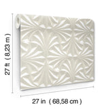 Sculpted Ivory Fans Wallpaper with Raised Cork Abstract Fan Motif - York NT6129