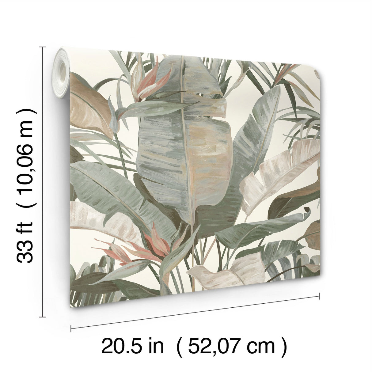Tropical Cabana White Wallpaper with Tropical Banana Leaf Motif - York NT6131