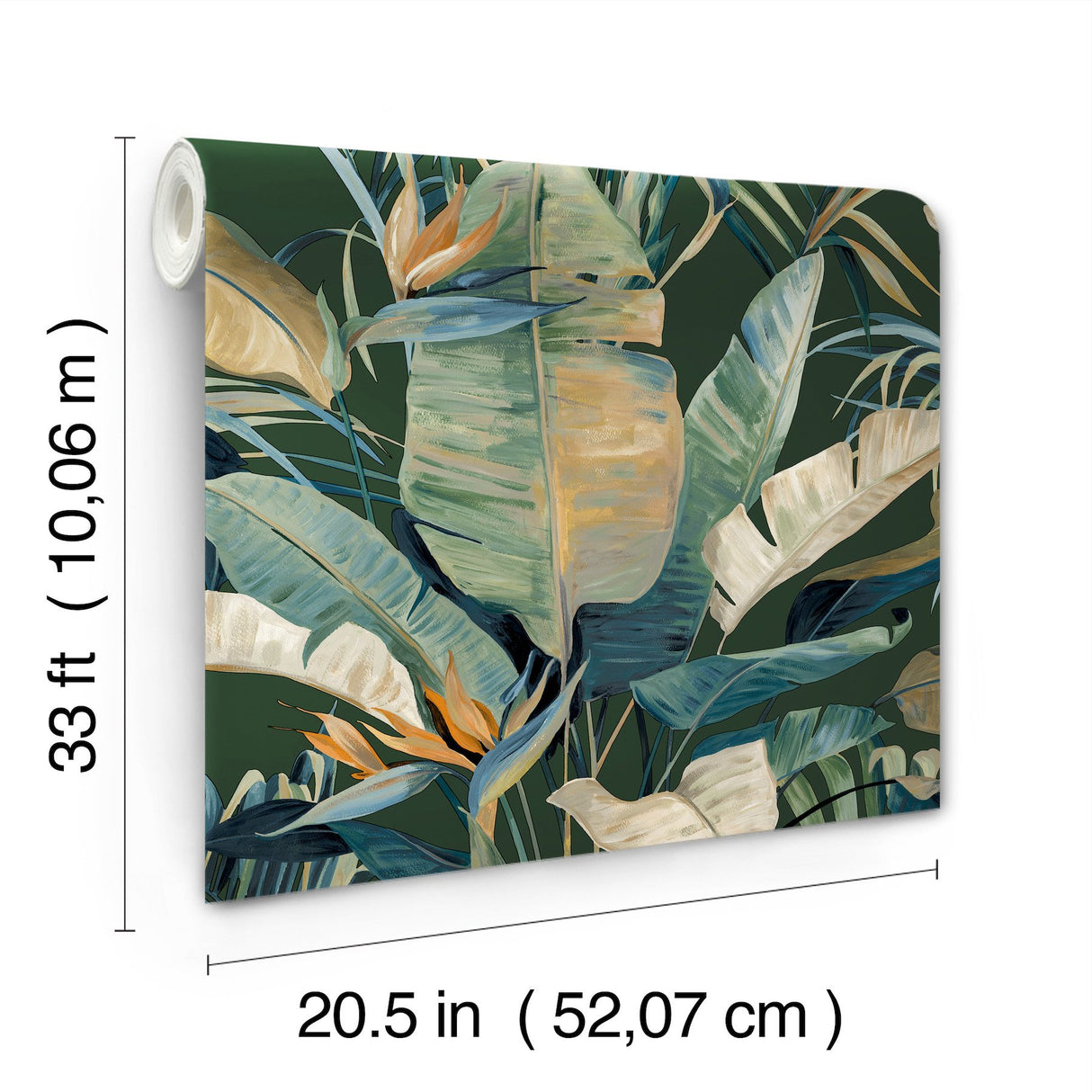 Tropical Green Cabana Wallpaper with Tropical Banana Leaf Motif - York NT6136