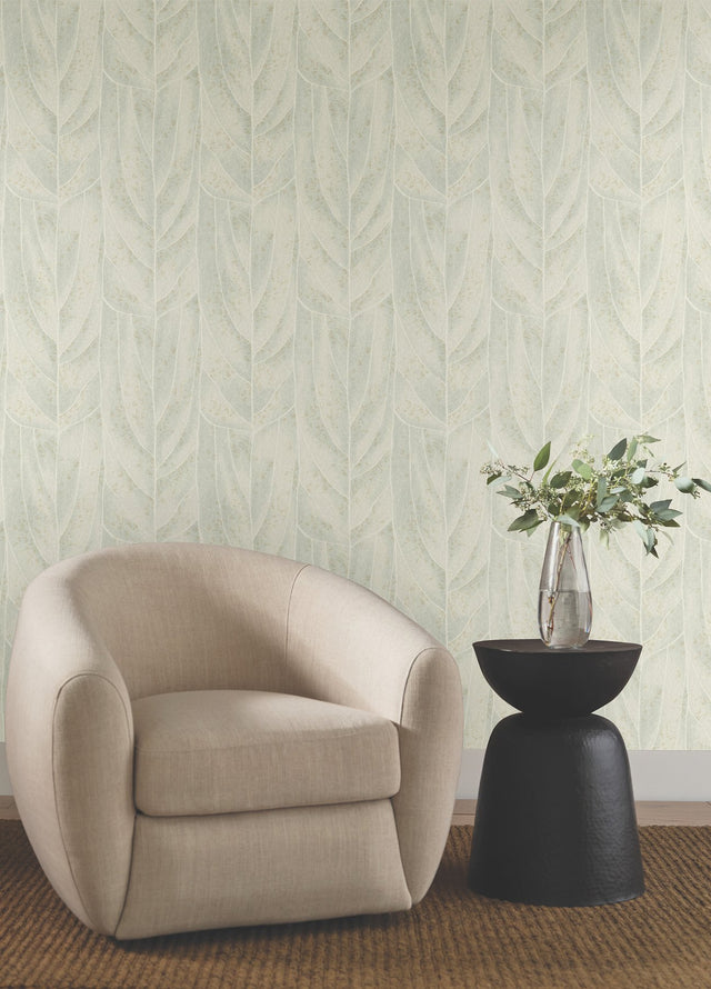 Dicot Light Green Leaf Wallpaper with Eclectic Botanical Style - York NT6142