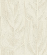 Dicot Neutral Leaf Wallpaper in Neutral with Raised Ink Botanical Pattern, Eclectic Style - York NT6143