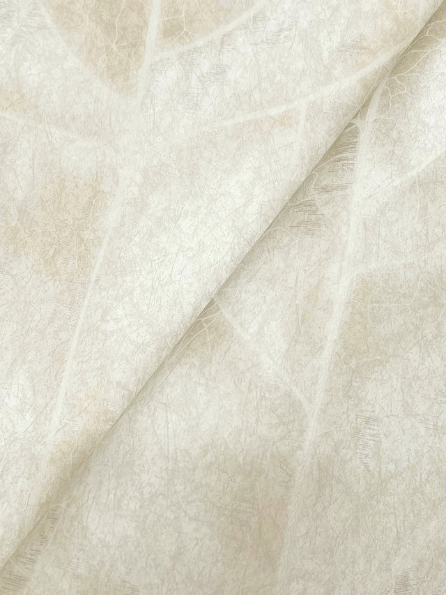 Dicot Neutral Leaf Wallpaper in Neutral with Raised Ink Botanical Pattern, Eclectic Style - York NT6143