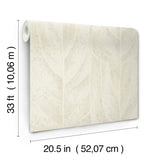 Dicot Neutral Leaf Wallpaper in Neutral with Raised Ink Botanical Pattern, Eclectic Style - York NT6143