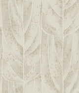 Dicot Beige Leaf Wallpaper with Raised Ink Botanical Pattern, Eclectic Style - York NT6144