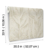 Dicot Beige Leaf Wallpaper with Raised Ink Botanical Pattern, Eclectic Style - York NT6144