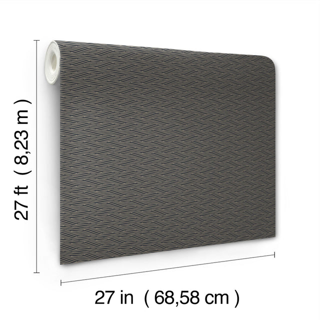 Elevated Black Waves Wallpaper with Sculptured Finishes Modern Pattern - York NT6151
