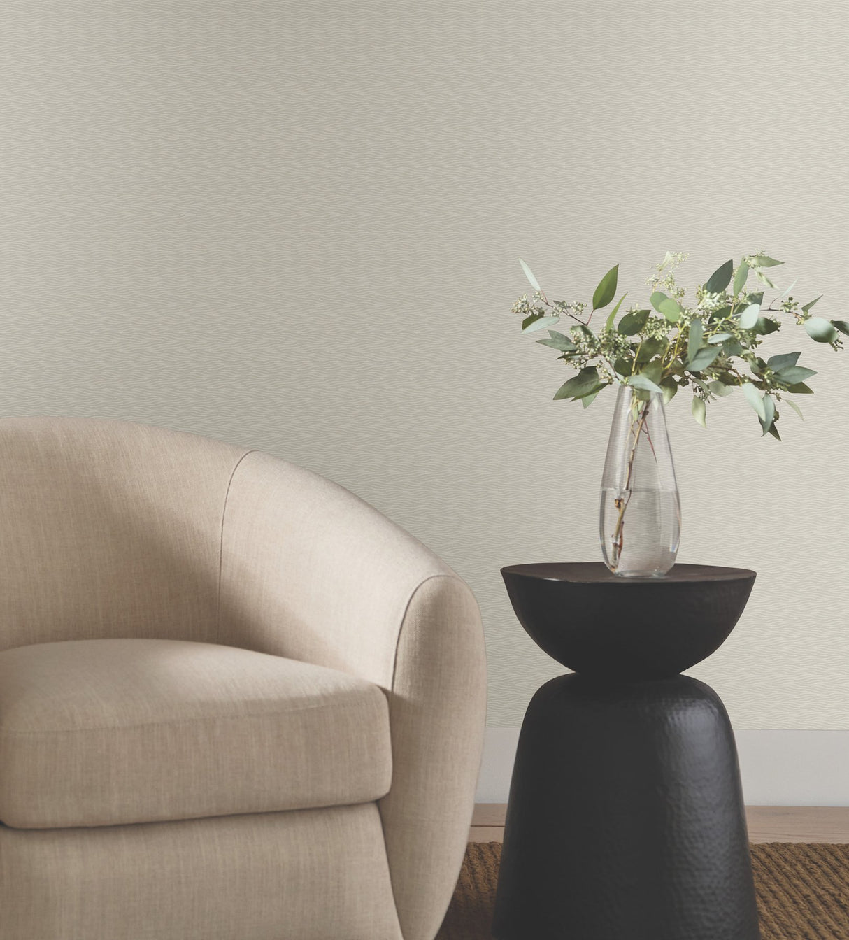 Elevated Taupe Waves Wallpaper with Modern Sculptured Finish Pattern - York NT6153