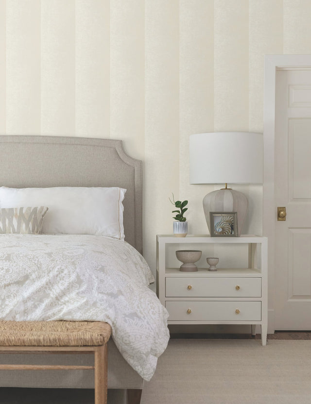 Particle Beige Stripe Wallpaper with Traditional Non Woven Striped Pattern - York NT6162