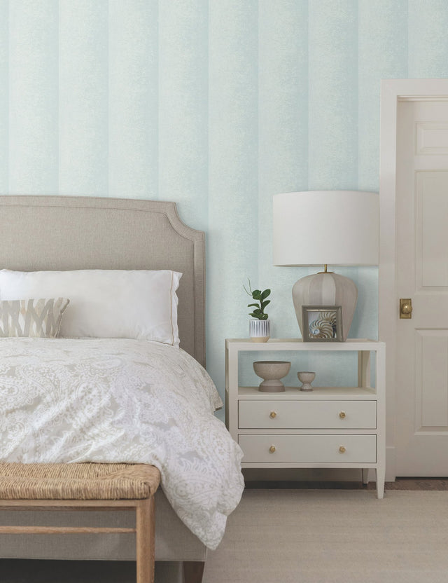 Particle Blue Stripe Wallpaper with Traditional Stripes in Non Woven - York NT6164
