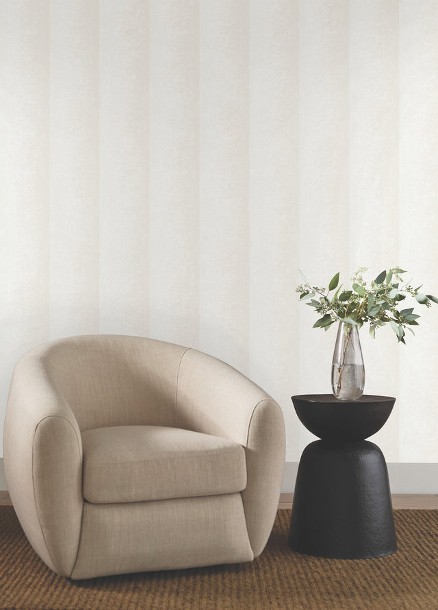 Particle Pearl Stripe Wallpaper in Pearl with Traditional Stripe Pattern - York NT6165