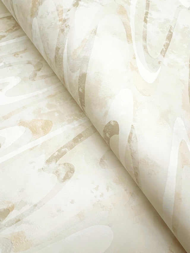 Dreamland Oyster Wallpaper with Abstract Swirl Pattern, Transitional Modern Style - York NT6172