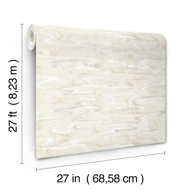 Dreamland Oyster Wallpaper with Abstract Swirl Pattern, Transitional Modern Style - York NT6172