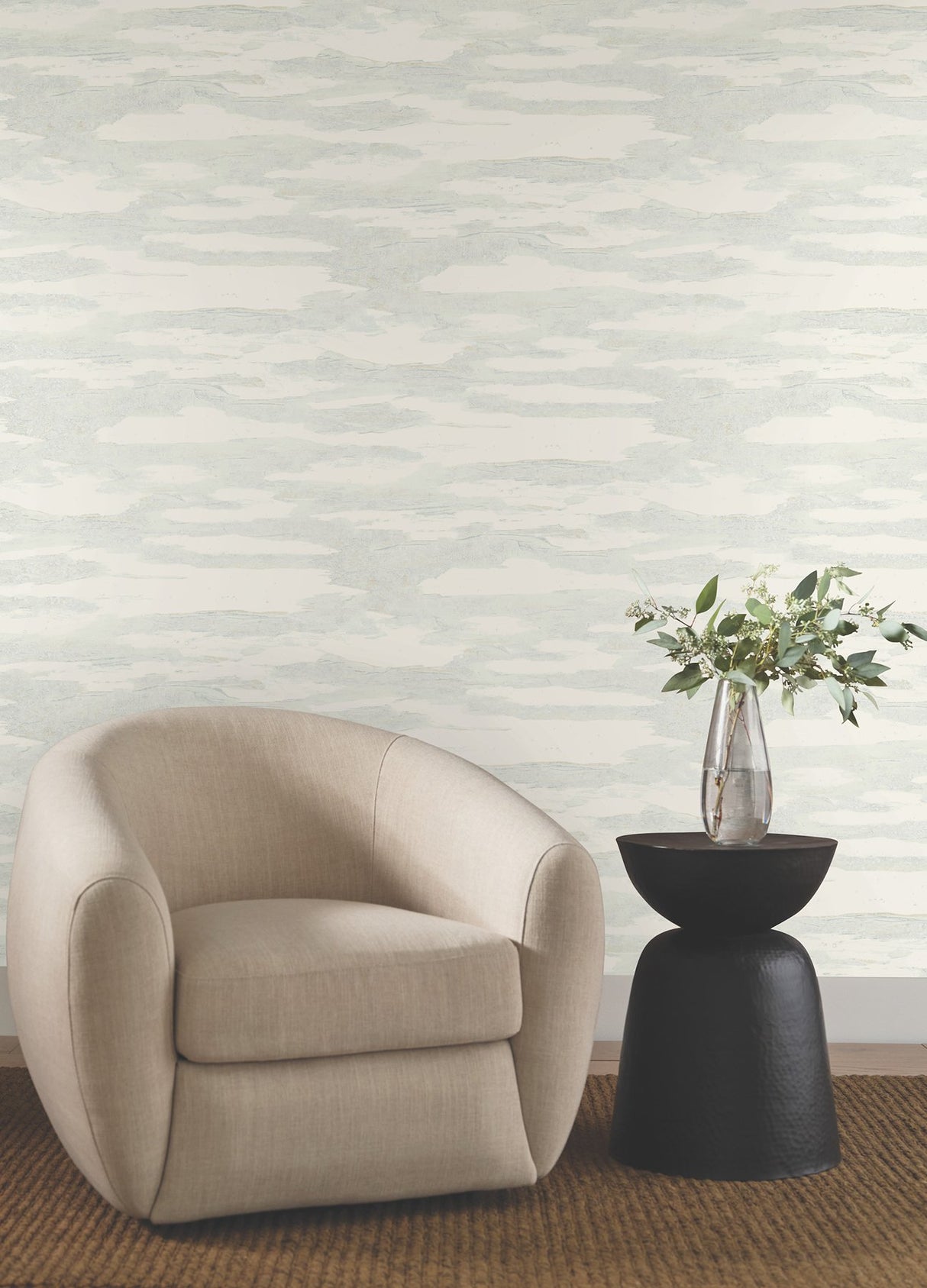 Artistic Spa Tides Blue Wallpaper with Glass Bead Abstract Motif - York NT6177