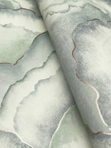 Abalone Seaglass Fans Wallpaper with Metallic Watercolor Fan Motif - York NT6181SAM