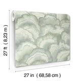 Abalone Seaglass Fans Wallpaper with Metallic Watercolor Fan Motif - York NT6181