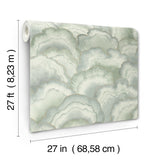 Abalone Seaglass Fans Wallpaper with Metallic Watercolor Fan Motif - York NT6181SAM