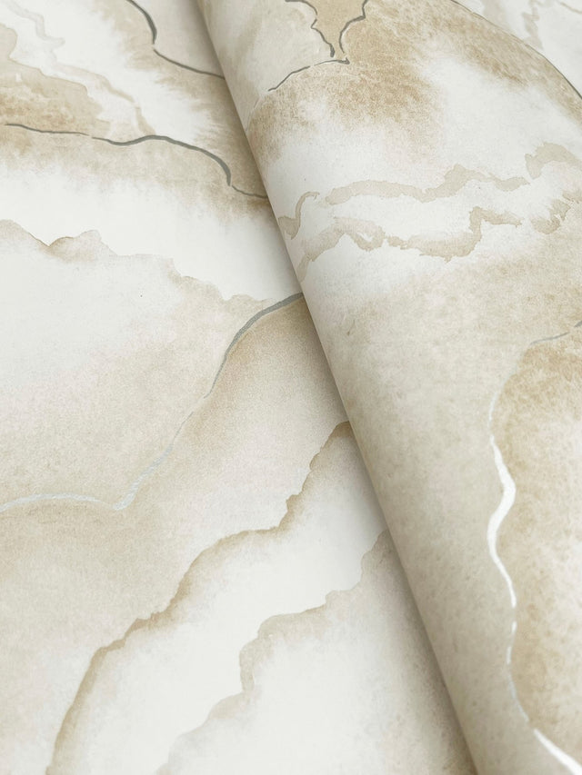 Abalone Fans Sand Wallpaper with Metallic Bohemian Pattern - York NT6182