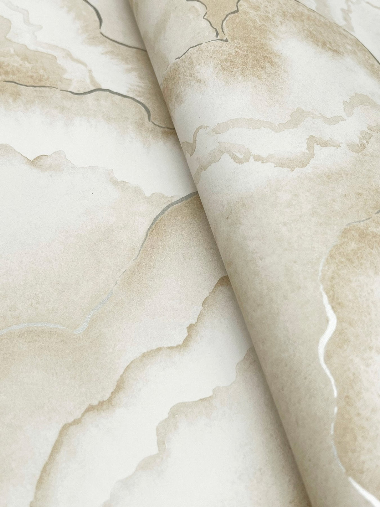 Abalone Fans Sand Wallpaper with Metallic Bohemian Pattern - York NT6182SAM