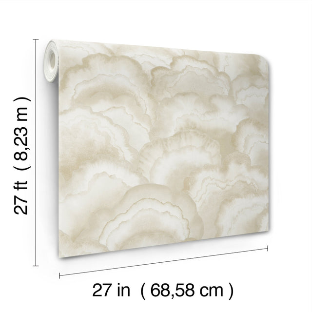 Abalone Fans Sand Wallpaper with Metallic Bohemian Pattern - York NT6182