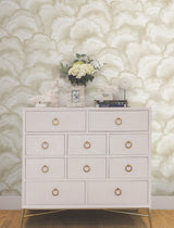 Abalone Fans Sand Wallpaper with Metallic Bohemian Pattern - York NT6182