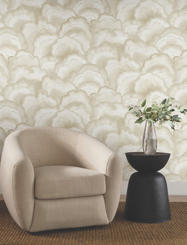 Abalone Fans Sand Wallpaper with Metallic Bohemian Pattern - York NT6182