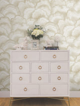 Abalone Fans Sand Wallpaper with Metallic Bohemian Pattern - York NT6182SAM