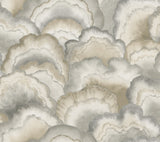 Abalone Smokey Fans Wallpaper with Metallic Bohemian Fans Pattern - York NT6183