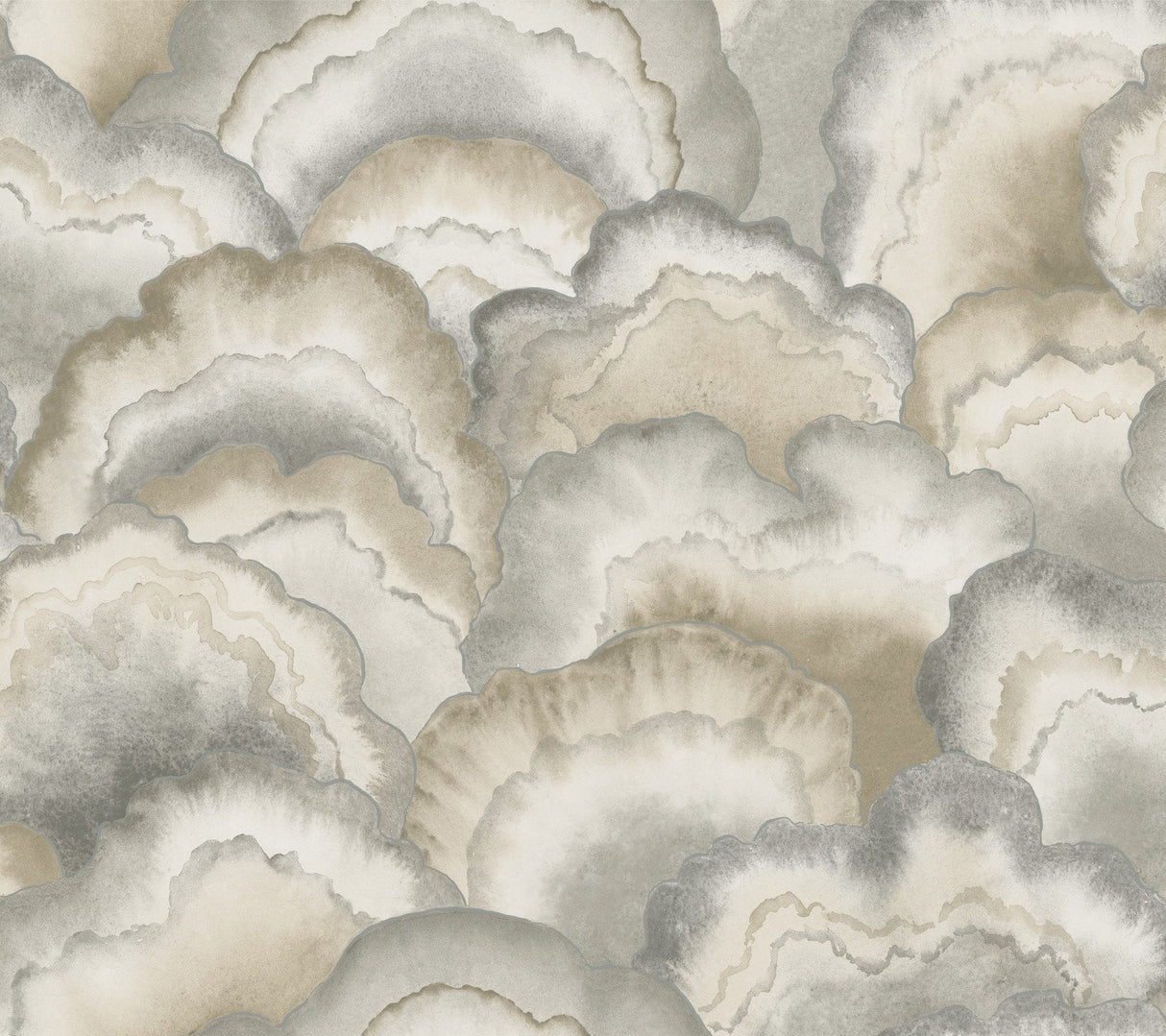 Abalone Smokey Fans Wallpaper with Metallic Bohemian Fans Pattern - York NT6183SAM