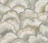 Abalone Smokey Fans Wallpaper with Metallic Bohemian Fans Pattern - York NT6183SAM