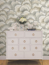 Abalone Smokey Fans Wallpaper with Metallic Bohemian Fans Pattern - York NT6183