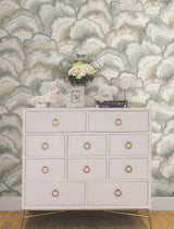 Abalone Smokey Fans Wallpaper with Metallic Bohemian Fans Pattern - York NT6183SAM