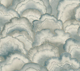 Abalone Mist Fans Misty Wallpaper with Metallic Bohemian Fans Pattern - York NT6184