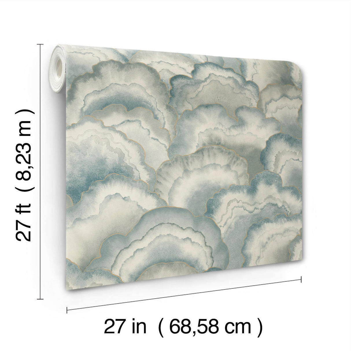 Abalone Mist Fans Misty Wallpaper with Metallic Bohemian Fans Pattern - York NT6184