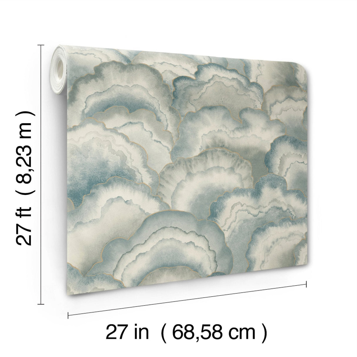 Abalone Mist Fans Misty Wallpaper with Metallic Bohemian Fans Pattern - York NT6184SAM