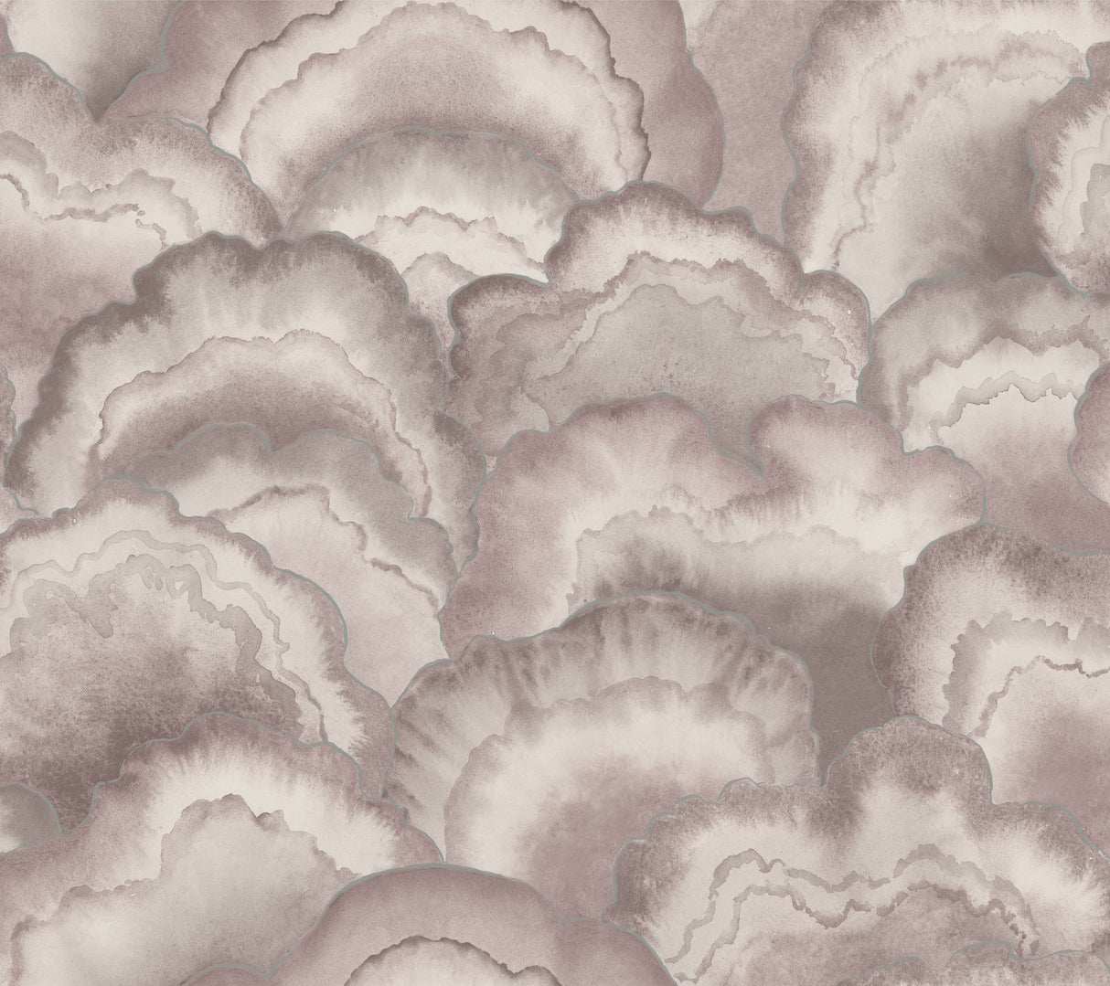 Abalone Fans Lavender Wallpaper with Metallic Transitional Bohemian Pattern - York NT6185