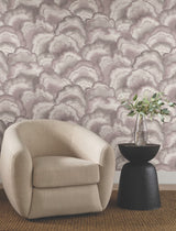 Abalone Fans Lavender Wallpaper with Metallic Transitional Bohemian Pattern - York NT6185
