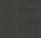 Fine Line Black Geometric Wallpaper with Raised Ink, Transitional Geometrics - York NT6192