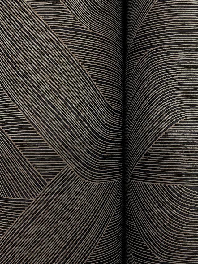 Fine Line Black Geometric Wallpaper with Raised Ink, Transitional Geometrics - York NT6192