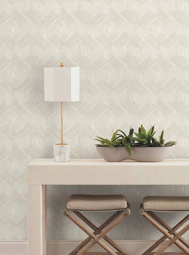 Fine Line Taupe Geometric Wallpaper with Raised Ink Texture - York NT6193
