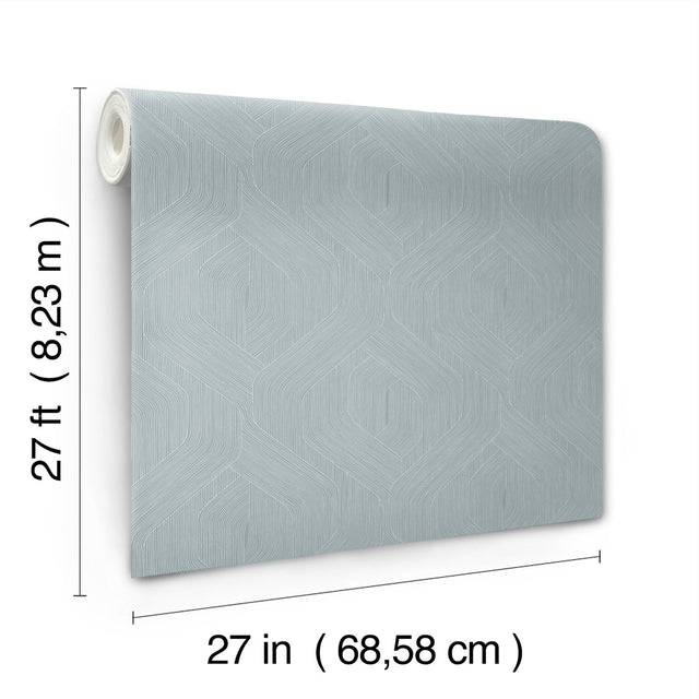 Fine Line Blue Geometric Wallpaper with Raised Ink Texture - York NT6194