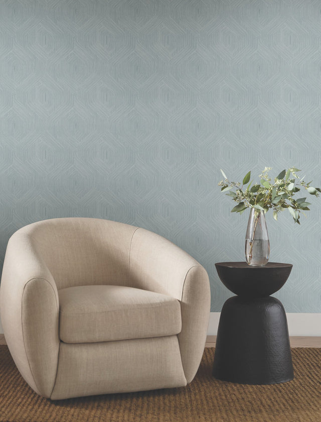 Fine Line Blue Geometric Wallpaper with Raised Ink Texture - York NT6194