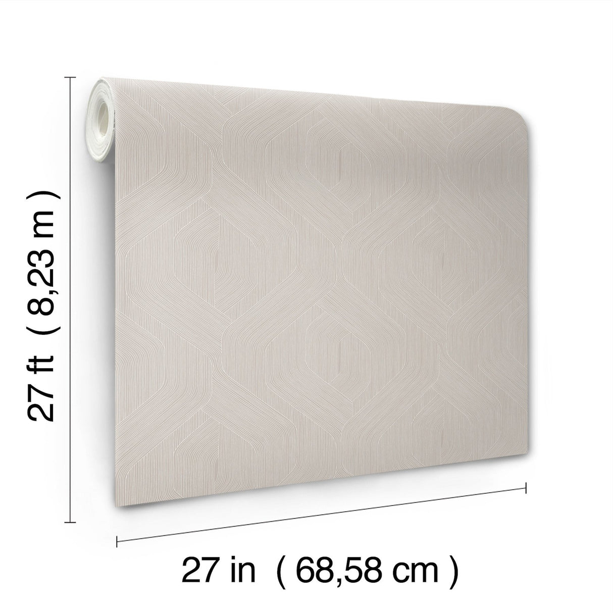Fine Line Taupe Geometric Wallpaper with Raised Ink Transitional Pattern - York NT6195
