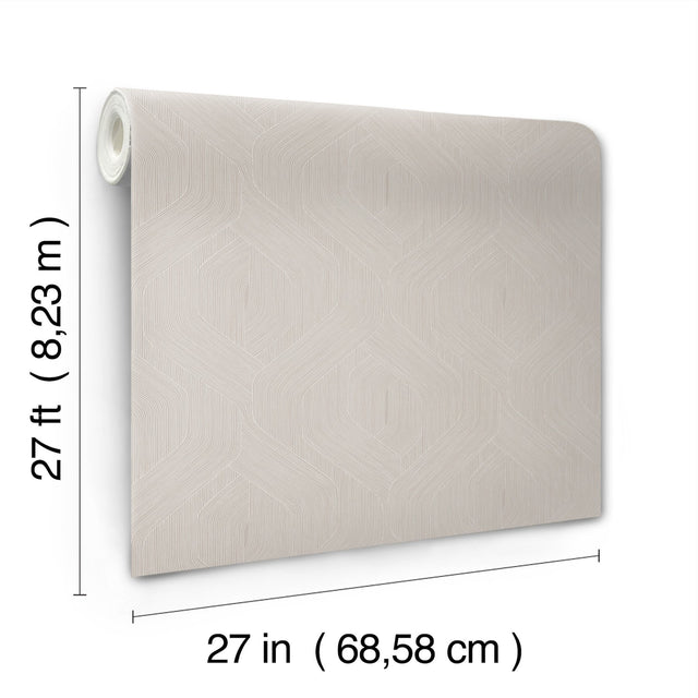 Fine Line Taupe Geometric Wallpaper with Raised Ink Transitional Pattern - York NT6195