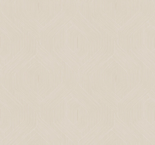 Fine Line Beige Geometric Wallpaper with Raised Ink Texture - York NT6196